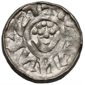 Bolesław III Krzywousty, Denar Wrocław - monogram SI - imię w prawo