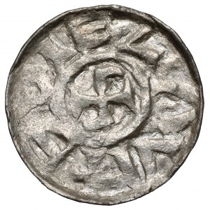 Bolesław III Krzywousty, Denar Wrocław - monogram SI - imię w prawo