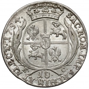 August III Sas, Ort Lipsk 1754 EC - mała głowa, zbroja
