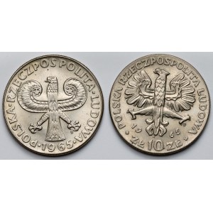 10 złotych 1965 Nike i Kolumna - zestaw (2szt)