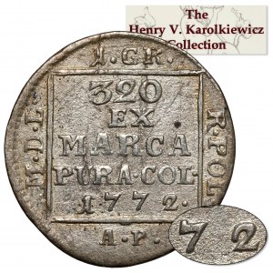 Poniatowski, Grosz srebrny 1772 AP - b.rzadki - ex. Karolkiewicz