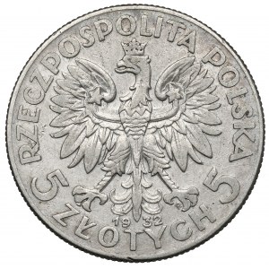 Głowa Kobiety 5 złotych 1932 ze znakiem, Warszawa - rzadkie