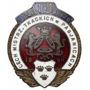 Łódź, Odznaka pamiątkowa, 100-lecie Cechu Tkackiego w Pabianicach 1826-1926