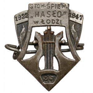 Łódź, Odznaka pamiątkowa, 25-lecie Stowarzyszenia Śpiewu Hasło 1947