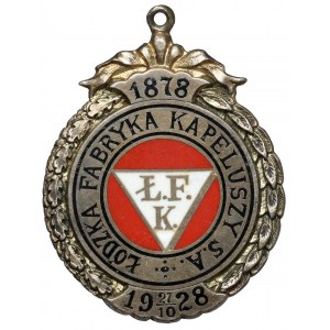 Łódź, Żeton pamiątkowy, 50-lecie Łódzkiej Fabryki Kapeluszy 1928