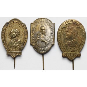Łódź, Przypinki religijne 1928-1938 - zestaw (3szt)