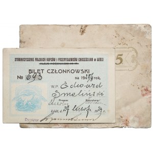 Bilet członkowski Stowarzyszenia Kupców i Zaproszenie na uroczystości Cechu Rzeźników w Łodzi (2szt)