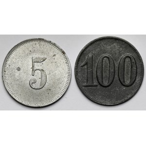 Striegau (Strzegom) 5 i 100 fenigów - Kulmiz - zestaw (2szt)