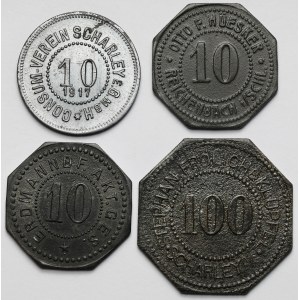 Dzierżoniów, Mysłakowice, Szarlej, 10-100 fenigów - zestaw (4szt)