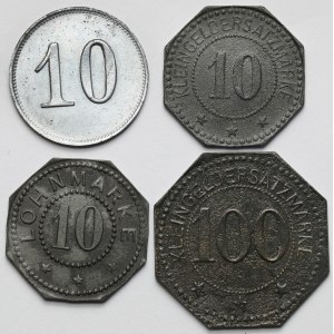 Dzierżoniów, Mysłakowice, Szarlej, 10-100 fenigów - zestaw (4szt)