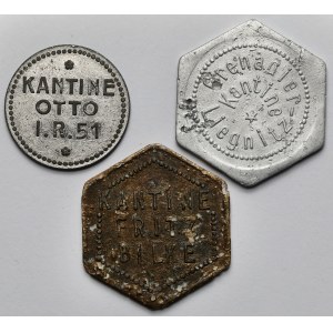 Kantyny wojskowe (Legnica, Wierzbnik, Wrocław), 10 i 30 fenigów - zestaw (3szt)