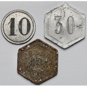 Kantyny wojskowe (Legnica, Wierzbnik, Wrocław), 10 i 30 fenigów - zestaw (3szt)