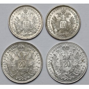 Austria, Franciszek Józef I, 10-20 krajcarów 1868-1872 - zestaw (4szt)
