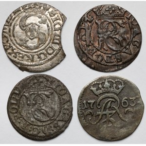 Zygmunt III Waza, Jan II Kazimierz i August III Sas, Szelągi Wilno i Elbląg - zestaw (4szt)