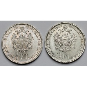 Austria, Franciszek Józef I, 1/4 florena 1860-1862 - zestaw (2szt)