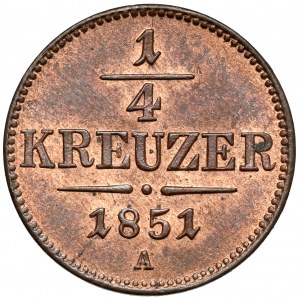 Austria, Franciszek Józef I, 1/4 krajcara 1851-A, Wiedeń