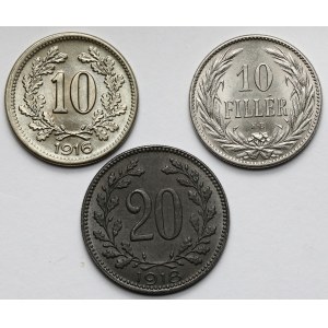 Austria, Franciszek Józef I, 10-20 halerzy 1894-1918 - zestaw (3szt)