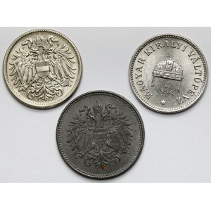 Austria, Franciszek Józef I, 10-20 halerzy 1894-1918 - zestaw (3szt)