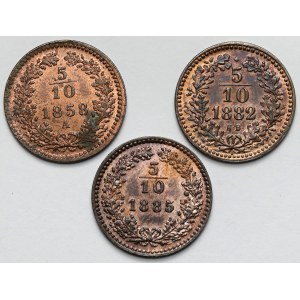 Austria, Franciszek Józef I, 5/10 krajcara 1858-1885 - zestaw (3szt)