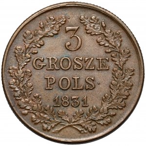 Powstanie Listopadowe, 3 grosze 1831 KG