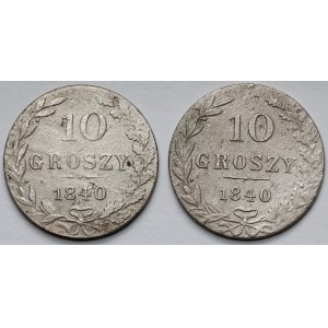 10 groszy 1840 MW - dwie odmiany (2szt)
