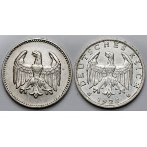 Weimar, 1 marka 1924-J i 1925-E - zestaw (2szt)
