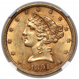 USA, 5 dolarów 1891-CC, Carson City