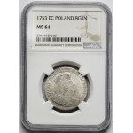 August III Sas, Dwuzłotówka Lipsk 1753 - 8 GR - inicjały EC