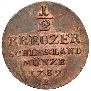 Śląsk, Fryderyk Wilhelm II, 1/2 krajcara 1789-B, Wrocław