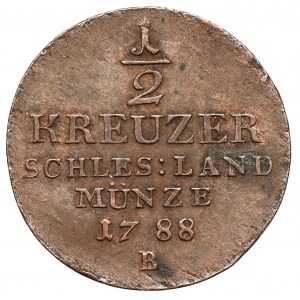 Śląsk, Fryderyk Wilhelm II, 1/2 krajcara 1788-B, Wrocław