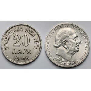 Serbia i Montenegro, 20 para 1908 i Perper 1912 - zestaw (2szt)