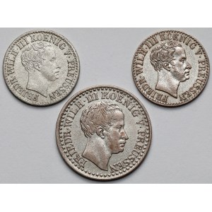 Niemcy, Friedrich Wilhelm III, od 1/2 do 1 grosza srebrnego 1825-1837 - zestaw (3szt)