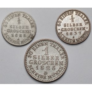 Niemcy, Friedrich Wilhelm III, od 1/2 do 1 grosza srebrnego 1825-1837 - zestaw (3szt)