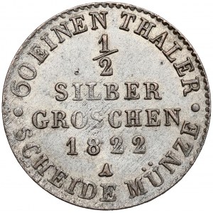Prusy, Friedrich Wilhelm III, 1/2 grosza srebrnego 1822-A, Berlin