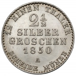 Prusy, Friedrich Wilhelm IV, 2-1/2 grosza srebrnego 1850-A, Berlin