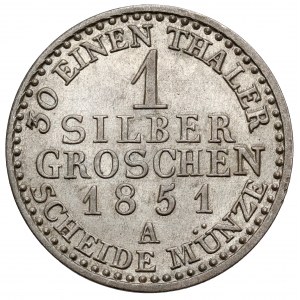 Prusy, Friedrich Wilhelm IV, Grosz srebrny 1851-A, Berlin