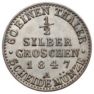 Prusy, Friedrich Wilhelm IV, 1/2 grosza srebrnego 1847-A, Berlin