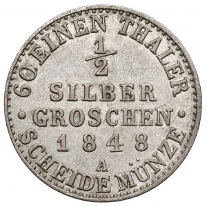Prusy, Friedrich Wilhelm IV, 1/2 grosza srebrnego 1848-A, Berlin