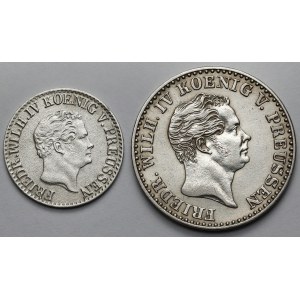 Niemcy, Friedrich Wilhelm IV, 1/2 i 2-12 grosza srebrnego 1843-1851 - zestaw (2szt)