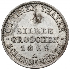Prusy, Wilhelm I, 1/2 grosza srebrnego 1869-A, Berlin