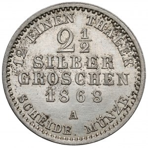 Prusy, Wilhelm I, 2-1/2 grosza srebrnego 1868-A, Berlin