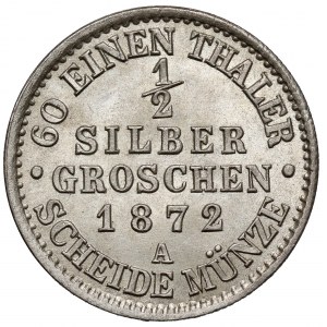Prusy, Wilhelm I, 1/2 grosza srebrnego 1872-A, Berlin