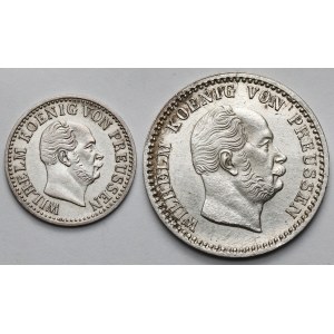 Niemcy, Wilhelm I, 1/2 i 2-12 grosza srebrnego 1868-1870 - zestaw (2szt)