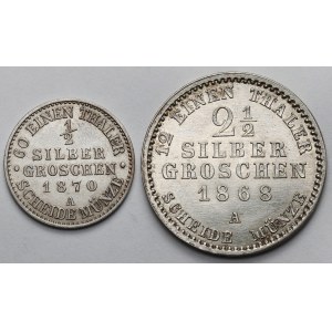 Niemcy, Wilhelm I, 1/2 i 2-12 grosza srebrnego 1868-1870 - zestaw (2szt)