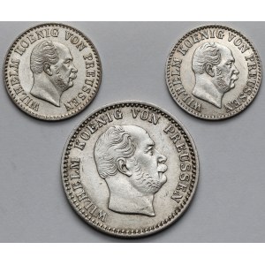 Niemcy, Wilhelm I, 1/2 i 2-12 grosza srebrnego 1863-1867 - zestaw (3szt)