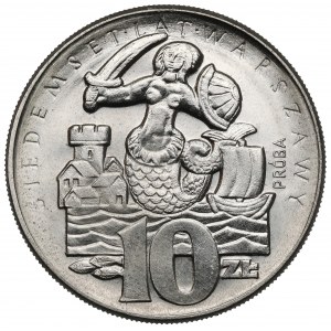 Próba NIKIEL 10 złotych 1965, 700 lat Warszawy - Syrena