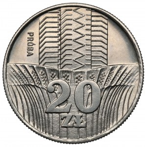 Próba NIKIEL 20 złotych 1973 Wieżowiec i łany zboża