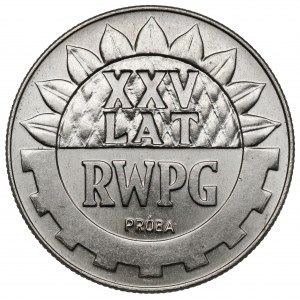 Próba NIKIEL 20 złotych 1974 RWPG - tło z 'ziarnem'