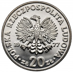 Próba NIKIEL 20 złotych 1977 Maria Konopnicka - duży Orzeł