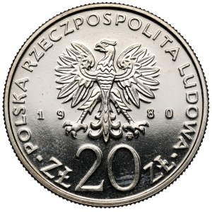 Próba NIKIEL 20 złotych 1980 Łódź 1905